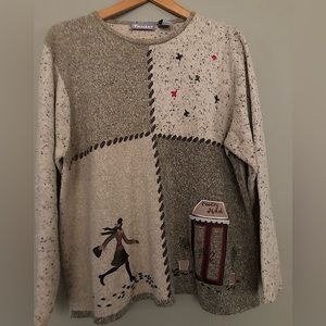 TANJAY Vintage Embroidered Cotton Blend Sweater